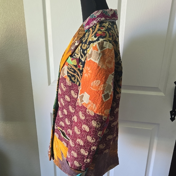 Handmade Kantha Patchwork Blazer Jacket Size 38 UNISEX‎ - Picture 8 of 10